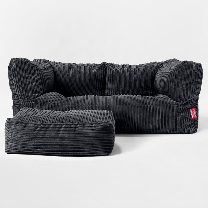Albert 2-sits Saccosäcksoffa - Klassisk Manchestertyg Svart 02