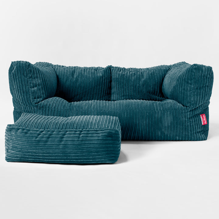 Albert 2-sits Saccosäcksoffa - Klassisk Manchestertyg Teal 02