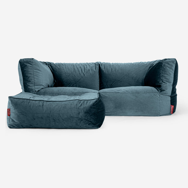 Albert 2-sits Saccosäcksoffa - Sammet Teal 02