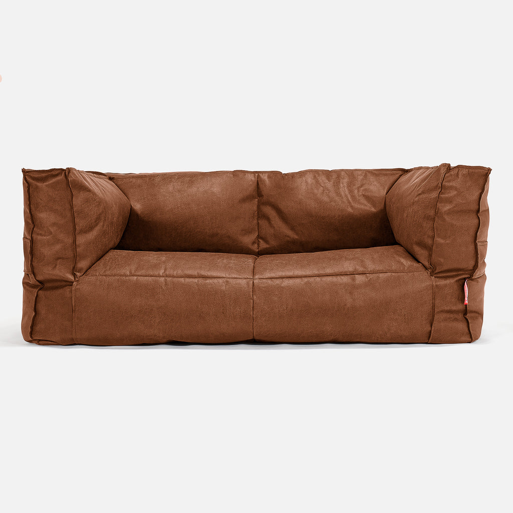 Albert 2-sits Saccosäcksoffa - Slitet Skinn Brunt läder 01