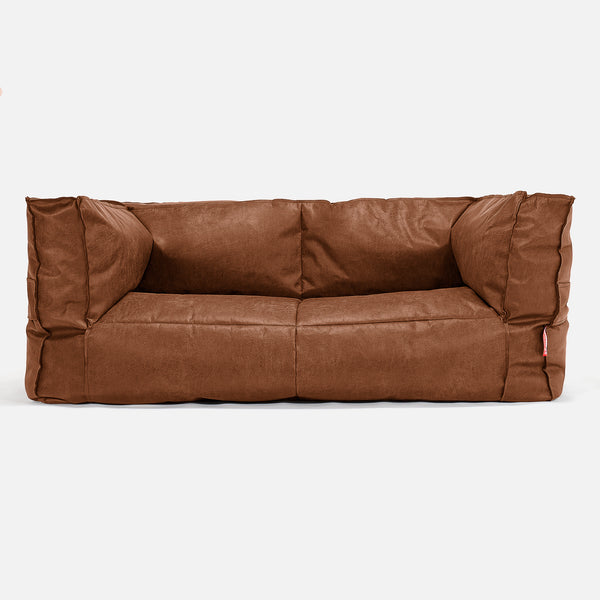 Albert 2-sits Saccosäcksoffa - Slitet Skinn Brunt läder 01