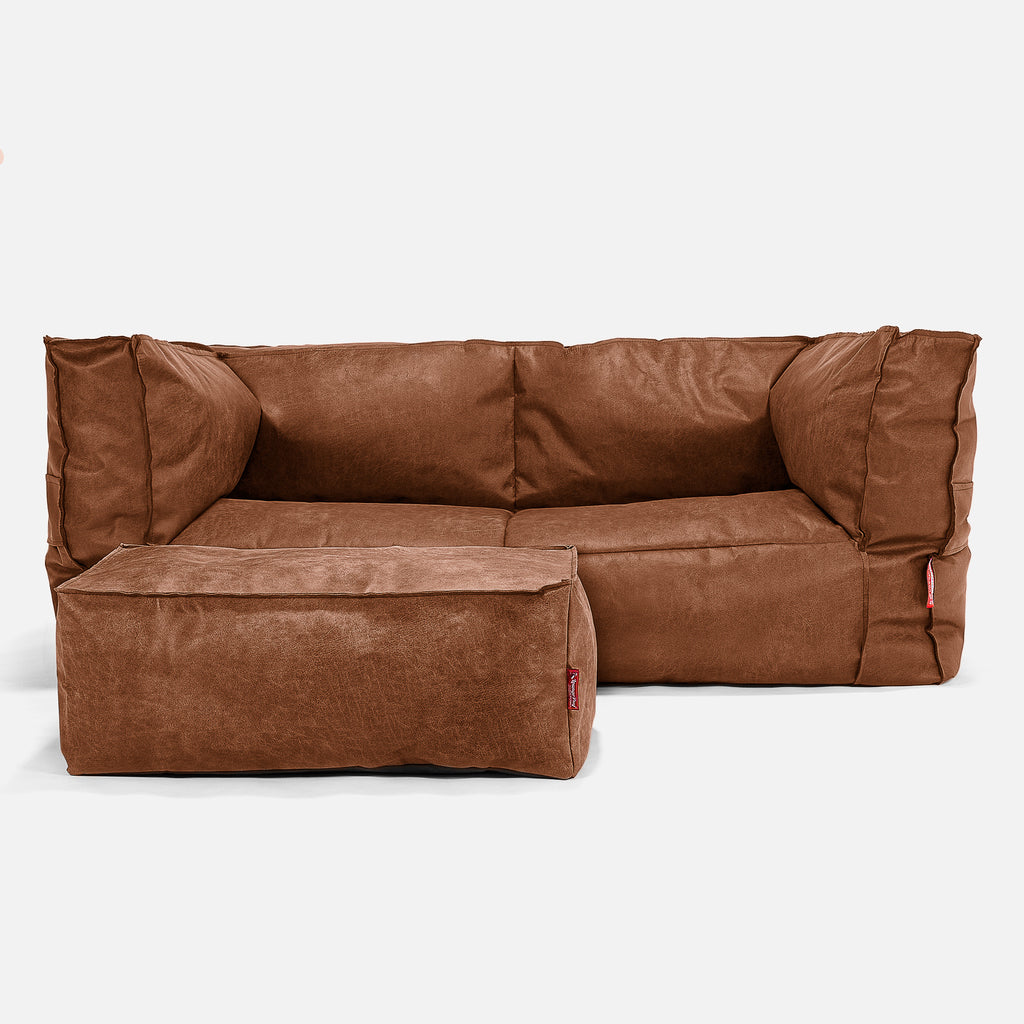 Albert 2-sits Saccosäcksoffa - Slitet Skinn Brunt läder 02