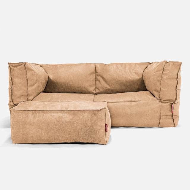 Albert 2-sits Saccosäcksoffa - Vintage Konstläder Honungsgult 02