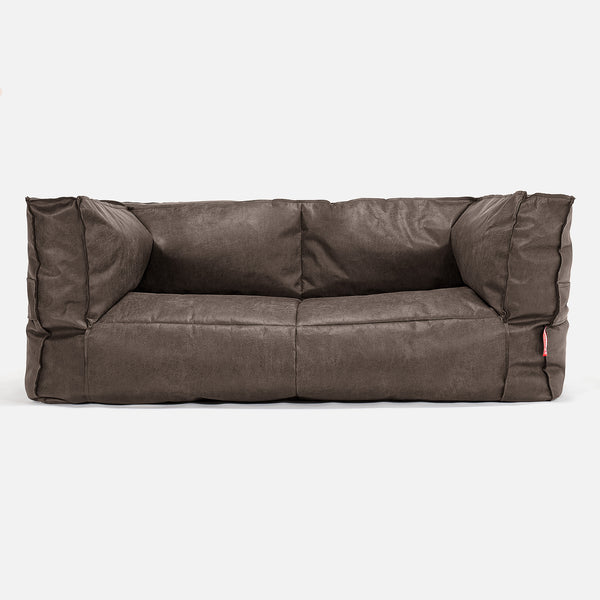 Albert 2-sits Saccosäcksoffa - Slitet Skinn Naturskiffer 01