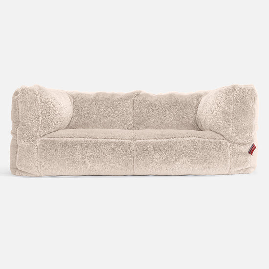 Albert 2-sits Saccosäcksoffa - Teddy-fuskpäls Gräddvit 01