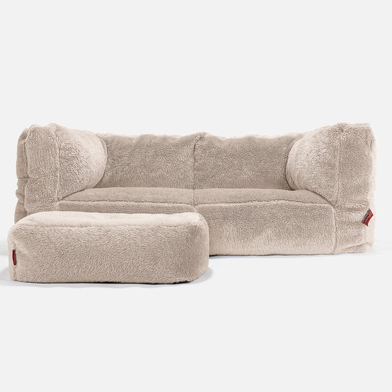 Albert 2-sits Saccosäcksoffa - Teddy-fuskpäls Minkbrun 02