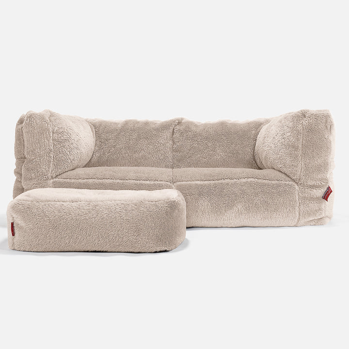 Albert 2-sits Saccosäcksoffa - Teddy-fuskpäls Minkbrun 02