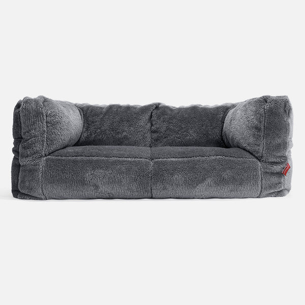 Albert 2-sits Saccosäcksoffa - Teddy-fuskpäls Mörkgrå 01