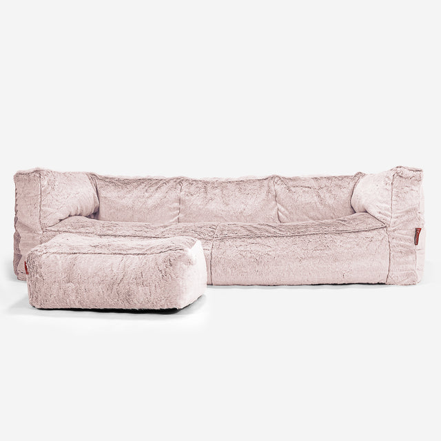 Albert 3-sits Saccosäcksoffa - Fuskkaninpäls Gammelrosa 02