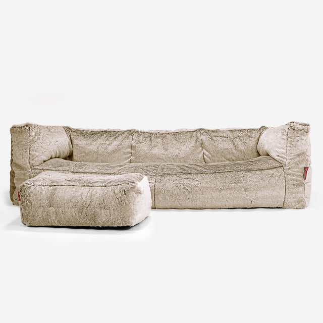 Albert 3-sits Saccosäcksoffa - Fuskkaninpäls Gyllenbrun 02