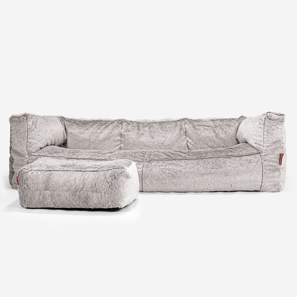 Albert 3-sits Saccosäcksoffa - Fuskkaninpäls Ljusgrå 02