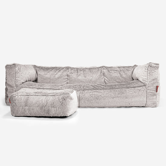 Albert 3-sits Saccosäcksoffa - Fuskkaninpäls Ljusgrå 02