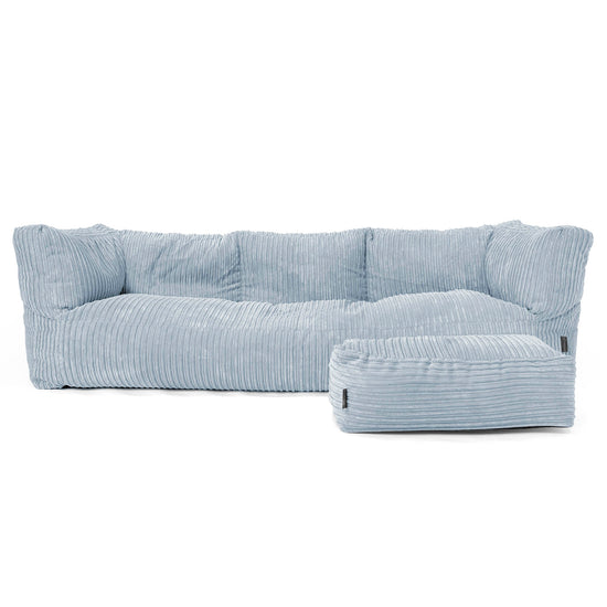 Albert 3-sits Saccosäcksoffa - Klassisk Manchestertyg Baby Blå 02