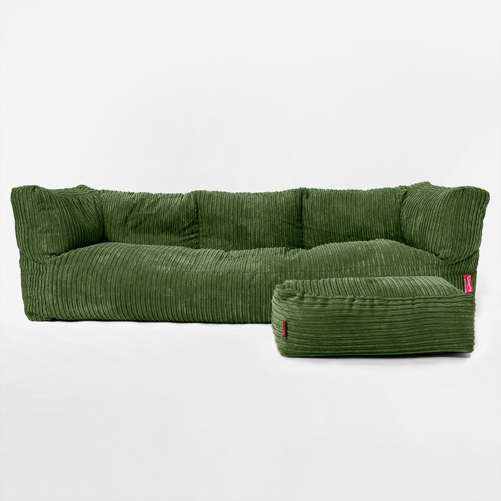 Albert 3-sits Saccosäcksoffa - Klassisk Manchestertyg Skogsgrön 02