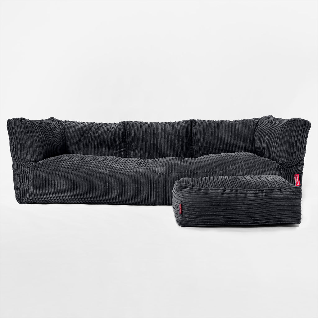 'The Albert' 3-sits Saccosäcksoffa - Klassisk Manchestertyg Svart 02