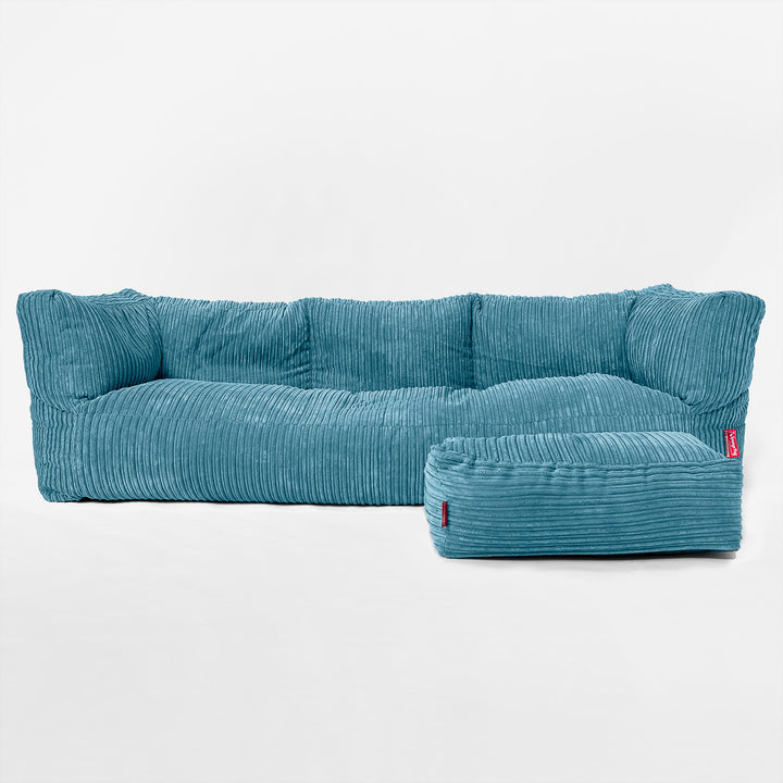 Albert 3-sits Saccosäcksoffa - Klassisk Manchestertyg Turkos 02