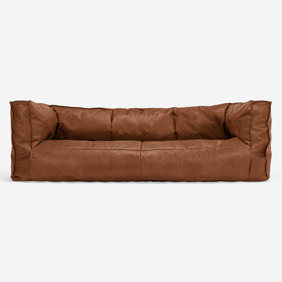 Albert 3-sits Saccosäcksoffa - Vintage Konstläder Brunt läder 01