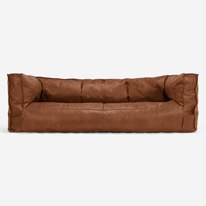 Albert 3-sits Saccosäcksoffa - Vintage Konstläder Brunt läder 01