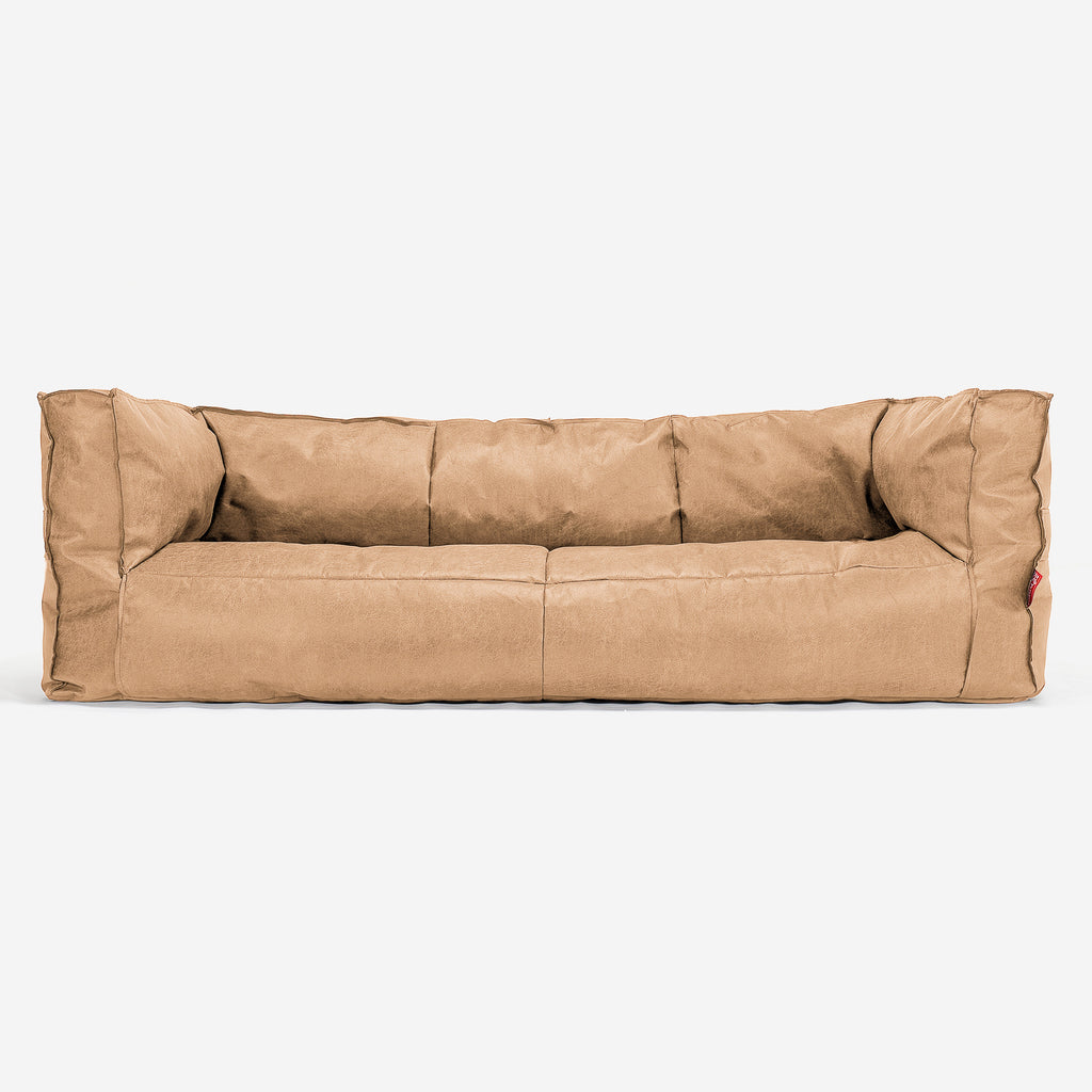 Albert 3-sits Saccosäcksoffa - Slitet Skinn Honungsgult 01