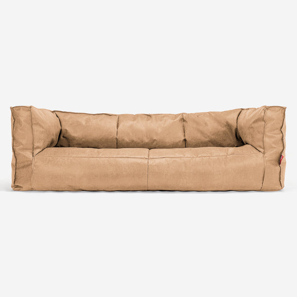 Albert 3-sits Saccosäcksoffa - Slitet Skinn Honungsgult 01