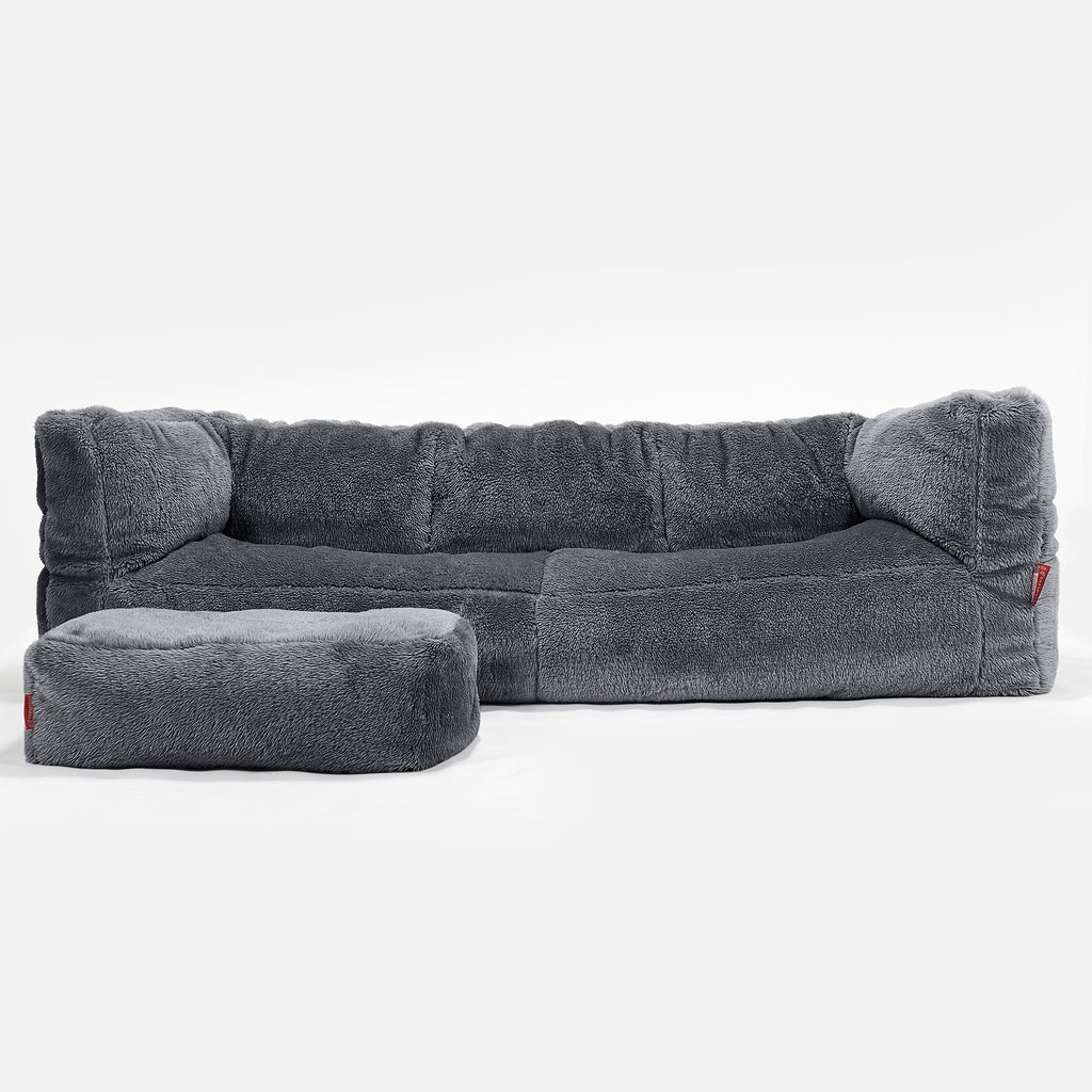 Albert 3-sits Saccosäcksoffa - Teddy-fuskpäls Mörkgrå 02