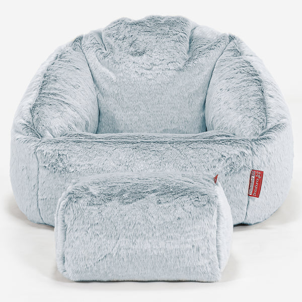 Saccosäck Bubble - Fuskkaninpäls Gammelblå 01