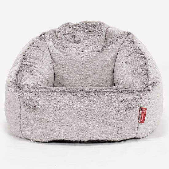 Saccosäck Bubble - Fuskkaninpäls Ljusgrå 01