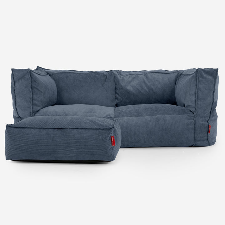 Albert 2-sits Saccosäcksoffa - Smalspårig Manchestertyg Marinblå 02