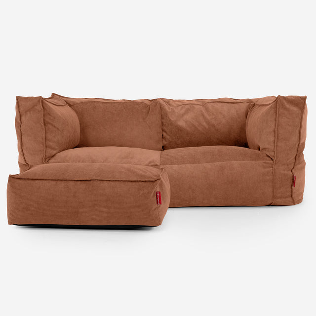Albert 2-sits Saccosäcksoffa - Smalspårig Manchestertyg Orange 02