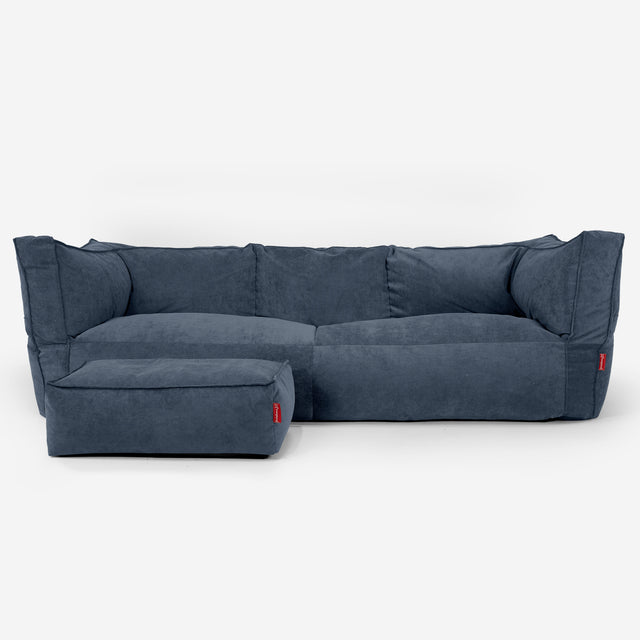 Albert 3-sits Saccosäcksoffa - Smalspårig Manchestertyg Marinblå 02