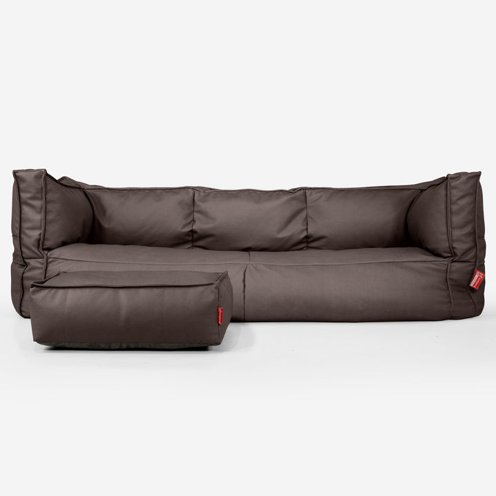 Albert 3-sits Saccosäcksoffa - Veganskt Läder Chokladbrun 02
