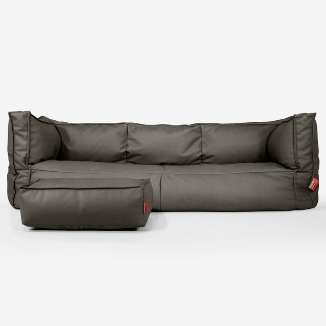 Albert 3-sits Saccosäcksoffa - Veganskt Läder Grå 02