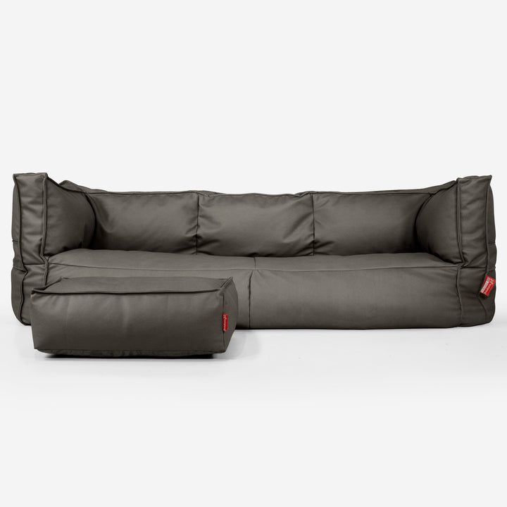 Albert 3-sits Saccosäcksoffa - Veganskt Läder Grå 02