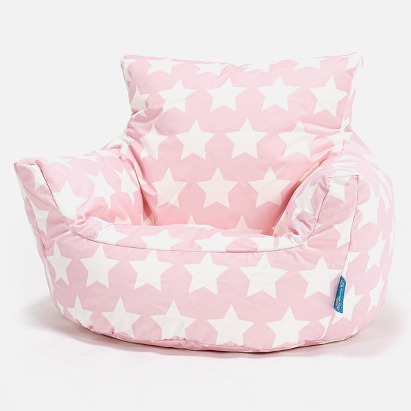 Småbarnfåtölj Saccosäck 1-3 år - Tryck Stjärnor Rosa Fabric Close-up Image