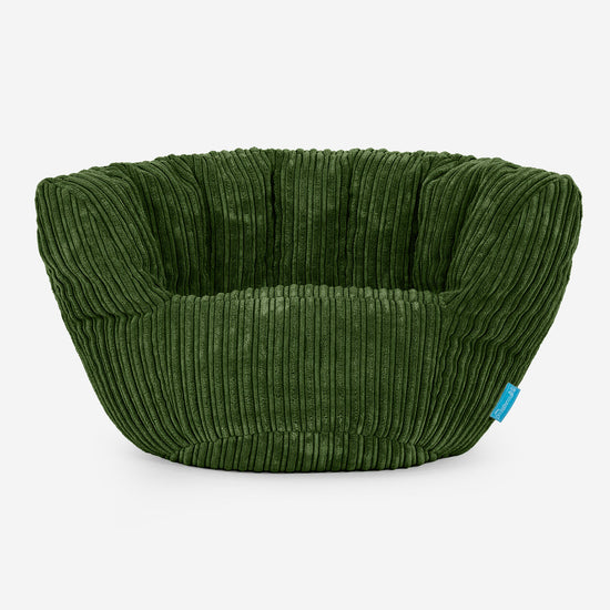 Charles Vintish Saccosäckstol för Barn 2-6 år - Klassisk Manchestertyg Skogsgrön 01