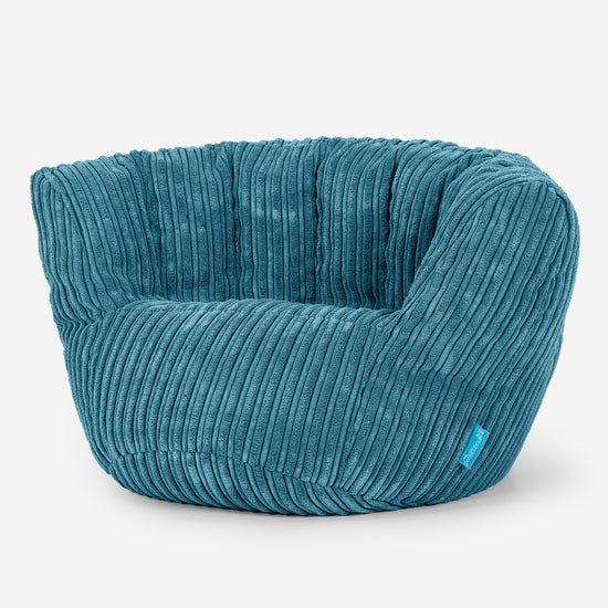 Charles Vintish Saccosäckstol för Barn 2-6 år - Klassisk Manchestertyg Turkos 02