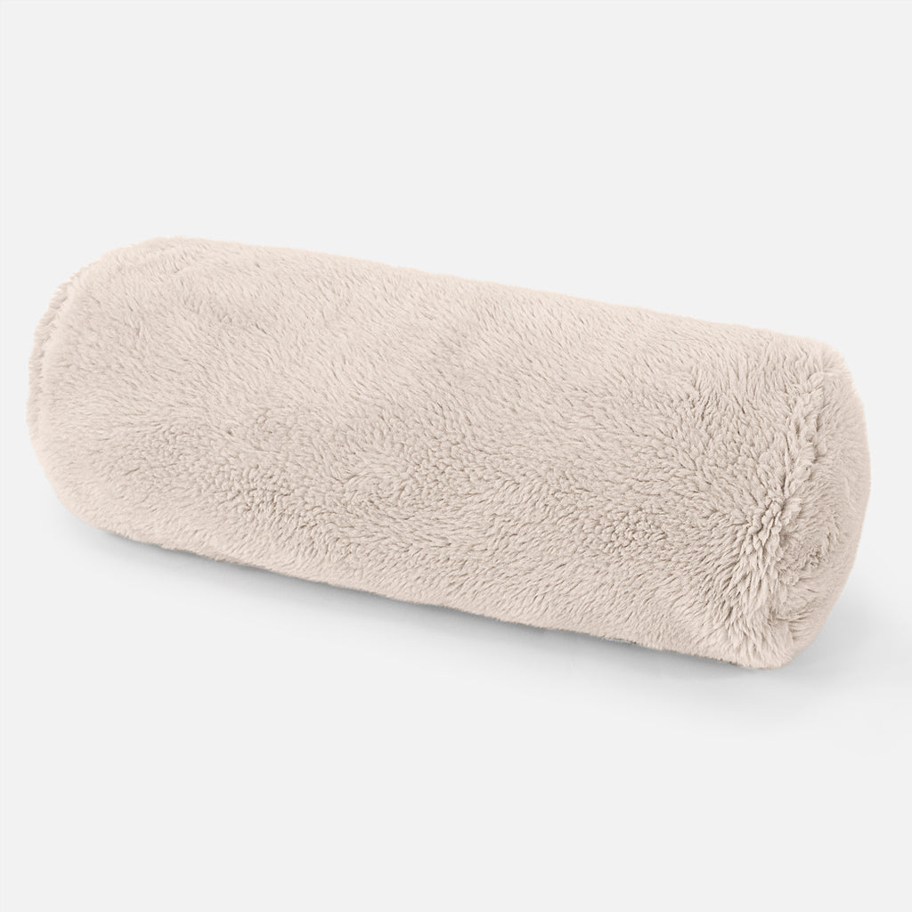 Cylinderkudde 20 x 55cm - Teddy-fuskpäls Gräddvit 01