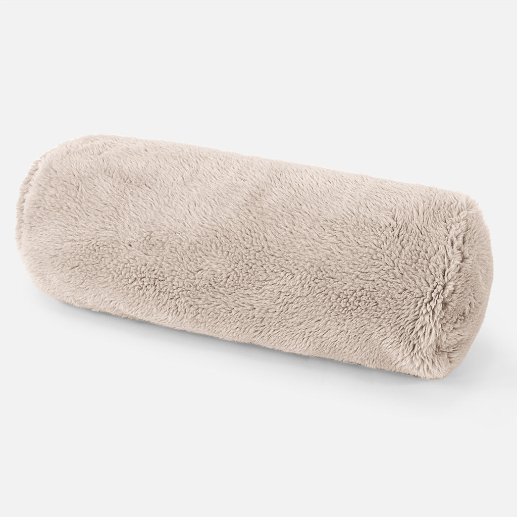 Cylinderkudde 20 x 55cm - Teddy-fuskpäls Minkbrun 01