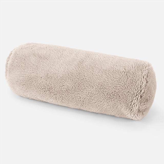 Cylinderkudde 20 x 55cm - Teddy-fuskpäls Minkbrun 01