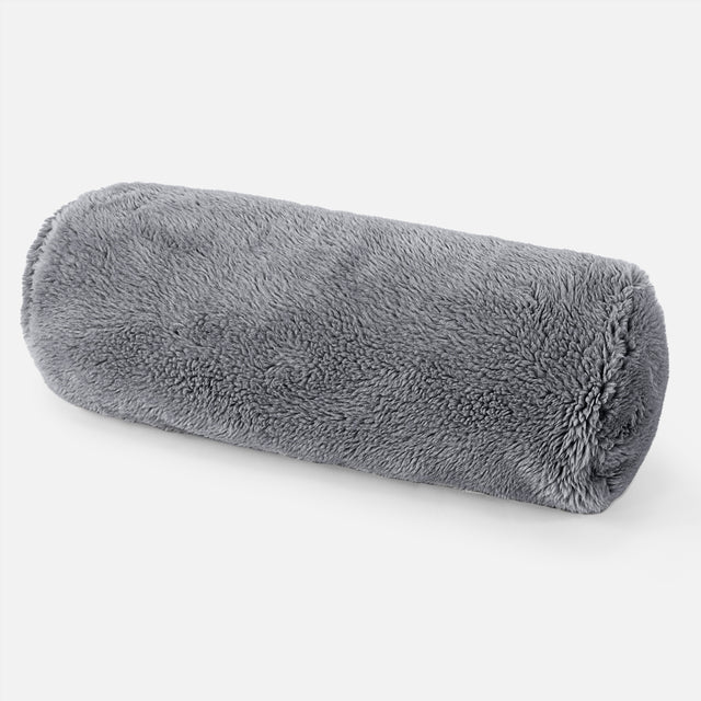 Cylinderkudde 20 x 55cm - Teddy-fuskpäls Mörkgrå 01
