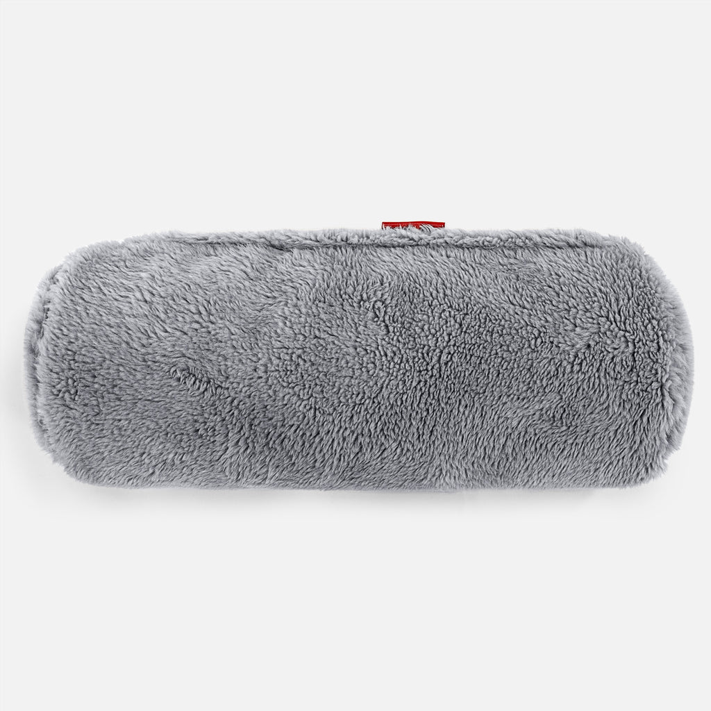 Cylinderkudde 20 x 55cm - Teddy-fuskpäls Mörkgrå 02
