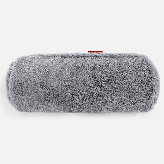Cylinderkudde 20 x 55cm - Teddy-fuskpäls Mörkgrå 02