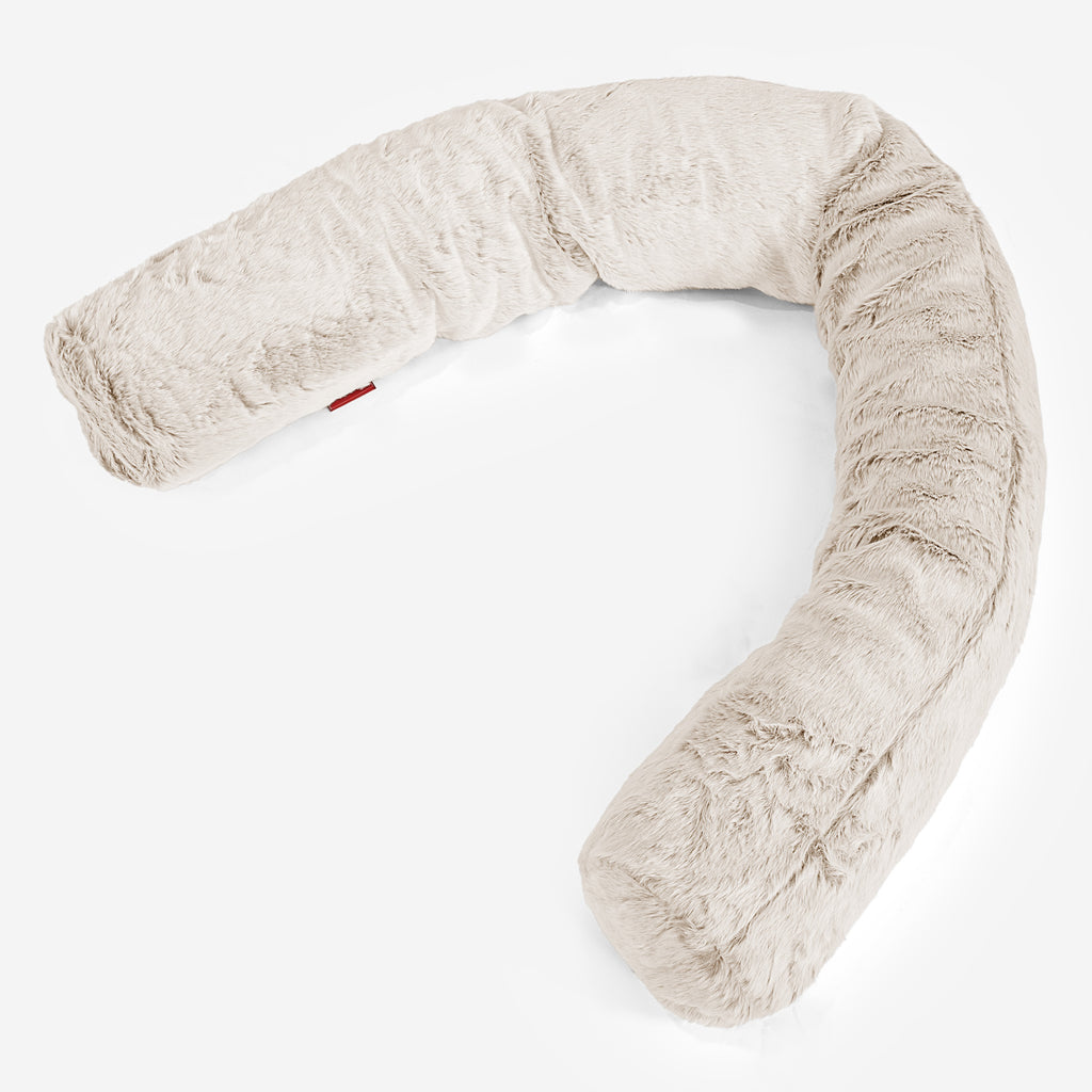 Cylinderkudde C150-L, CloudSac Memoryskum - Fuskkaninpäls Vit 01