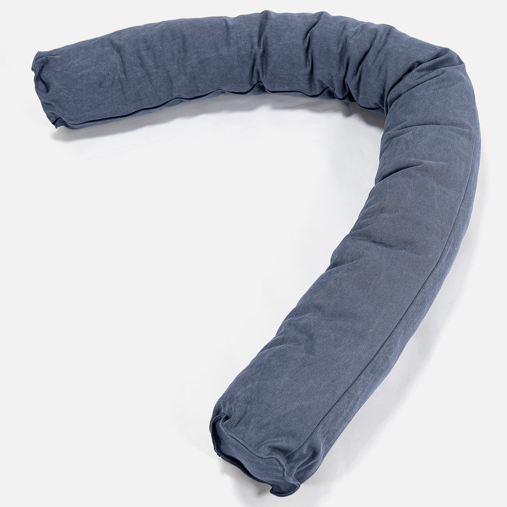 Cylinderkudde C150-L, CloudSac Memoryskum - Stentvättad denim Marinblå 01