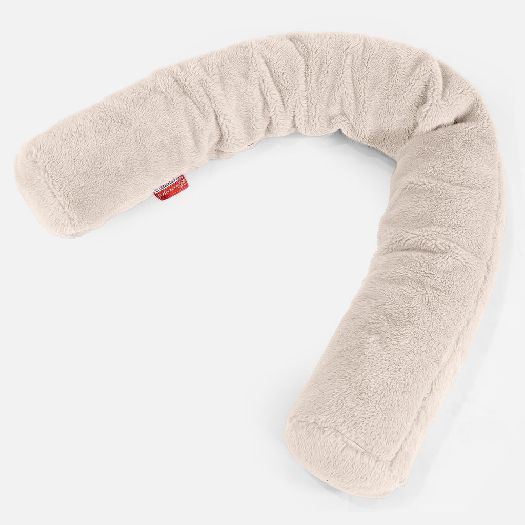 Cylinderkudde C150-L, CloudSac Memoryskum - Teddy-fuskpäls Gräddvit 01