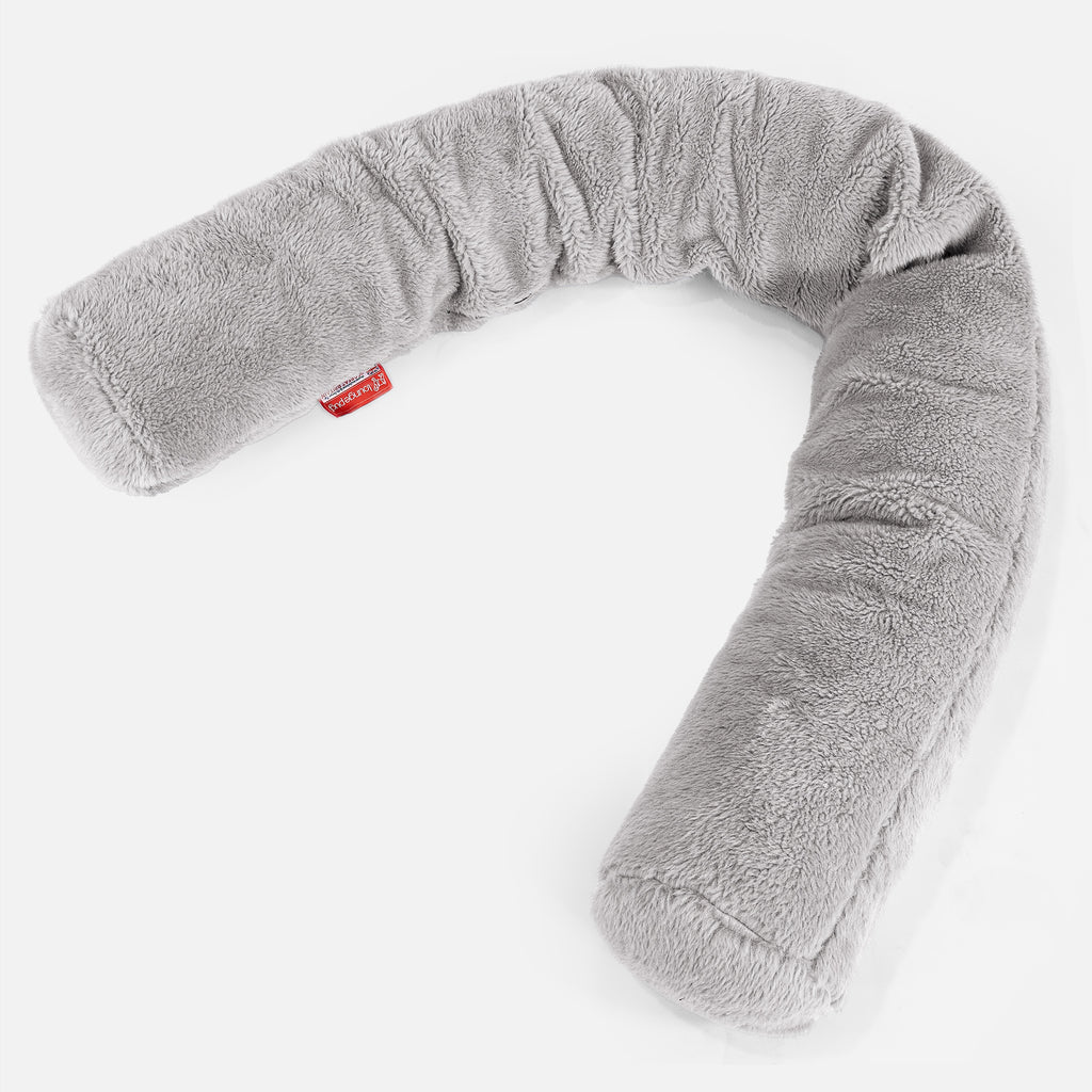 Cylinderkudde C150-L, CloudSac Memoryskum - Teddy-fuskpäls Mellangrå 01