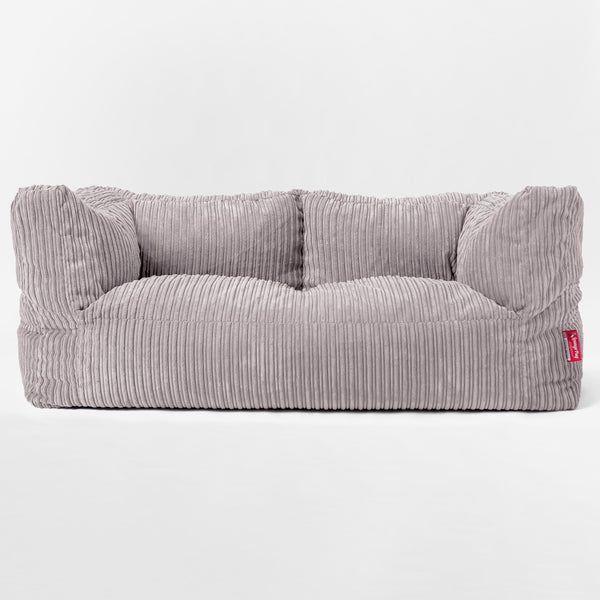 Enorm Albert 2-sits Saccosäcksoffa för Barn 3-14 år - Klassisk Manchestertyg Aluminiumsilver 01