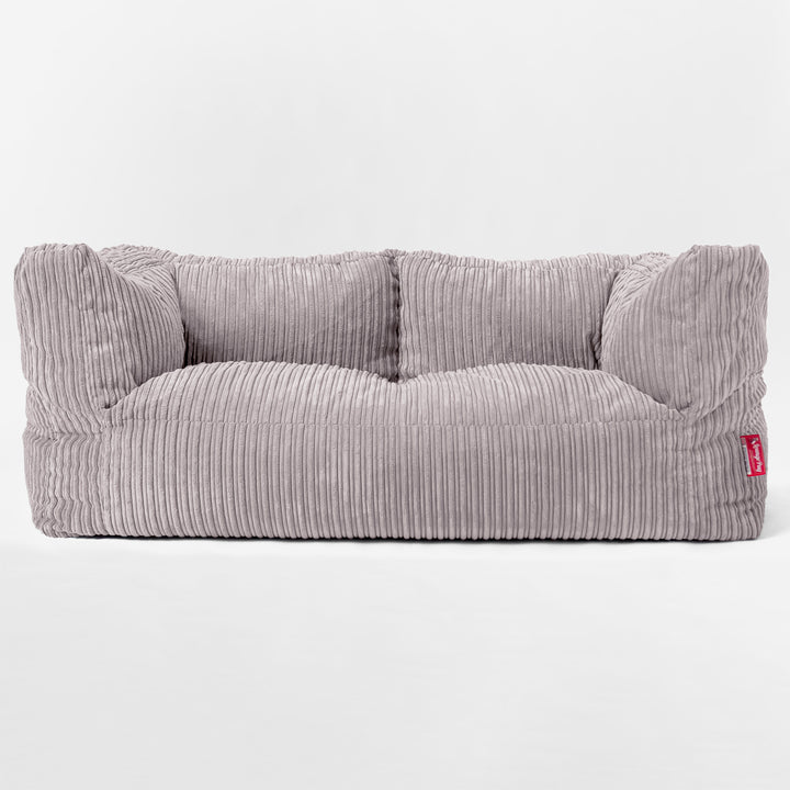 Enorm Albert 2-sits Saccosäcksoffa för Barn 3-14 år - Klassisk Manchestertyg Aluminiumsilver 03