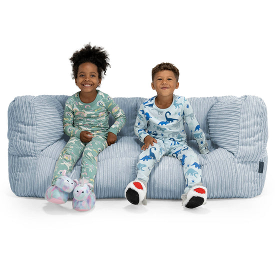Enorm Albert 2-sits Saccosäcksoffa för Barn 3-14 år - Klassisk Manchestertyg Baby Blå 01