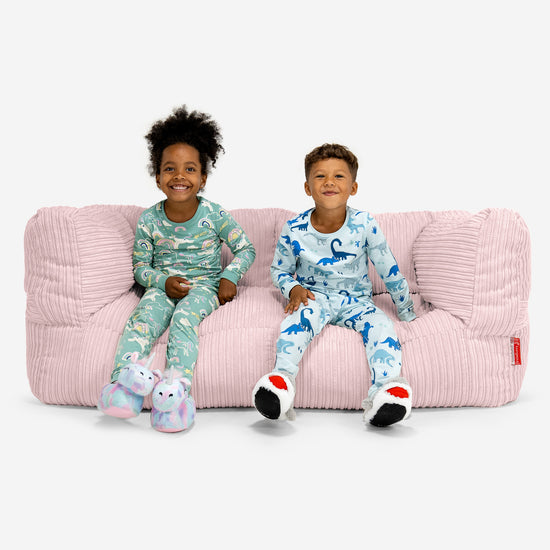 Enorm Albert 2-sits Saccosäcksoffa för Barn 3-14 år - Klassisk Manchestertyg Rosa 01